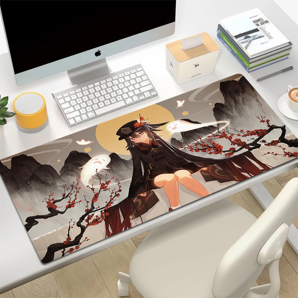 Imagem -02 - Genshin Impacto hu Tao Anime Mouse Pad Grande Gaming Mousepad Tapetes de Borracha Deskmat Acessórios para pc Protetor de Mesa Tapete de Teclado Gamer