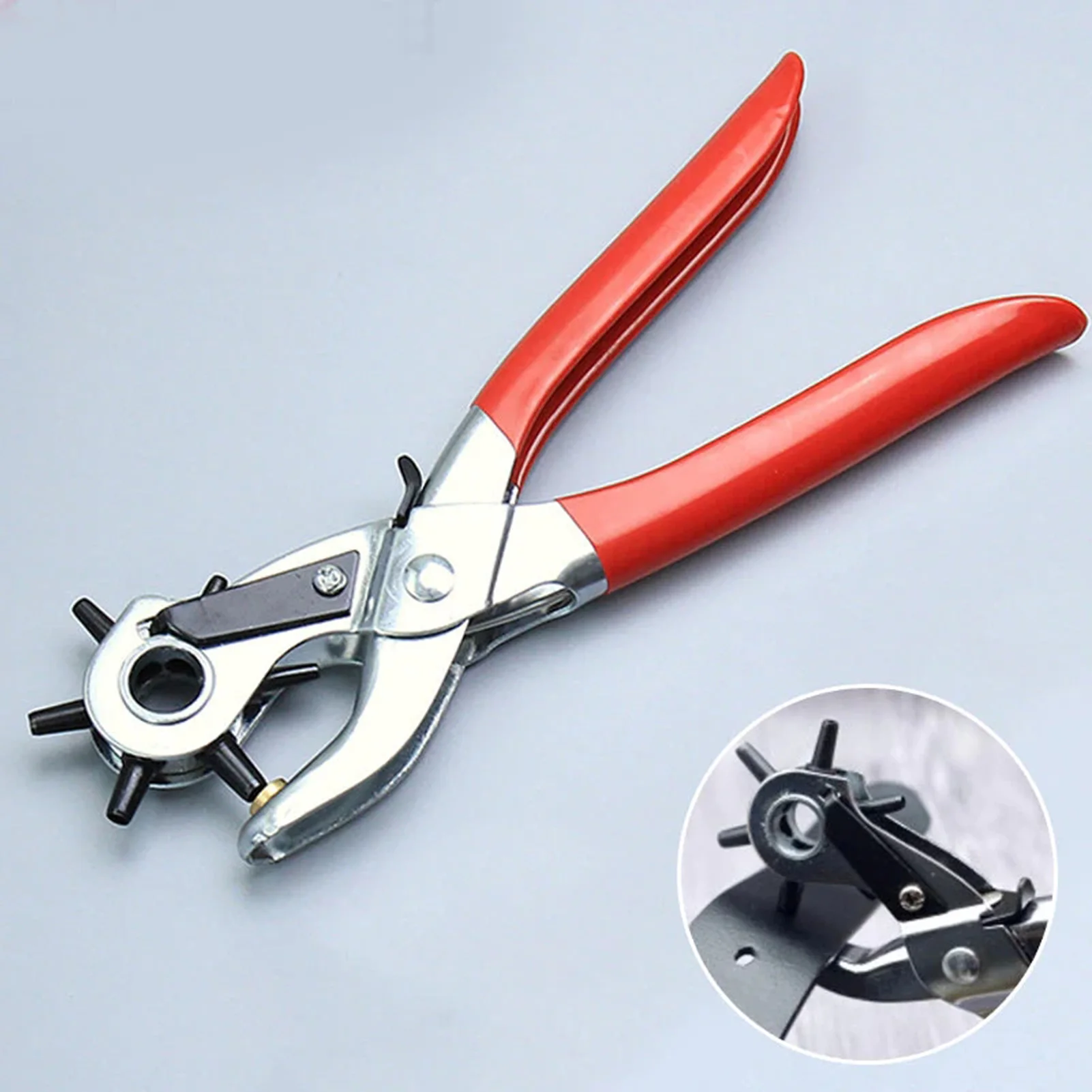 Red Handle Metal Pliers For Belt Punch Household Effort-Saving DIY Hole Tool For Paper Cards