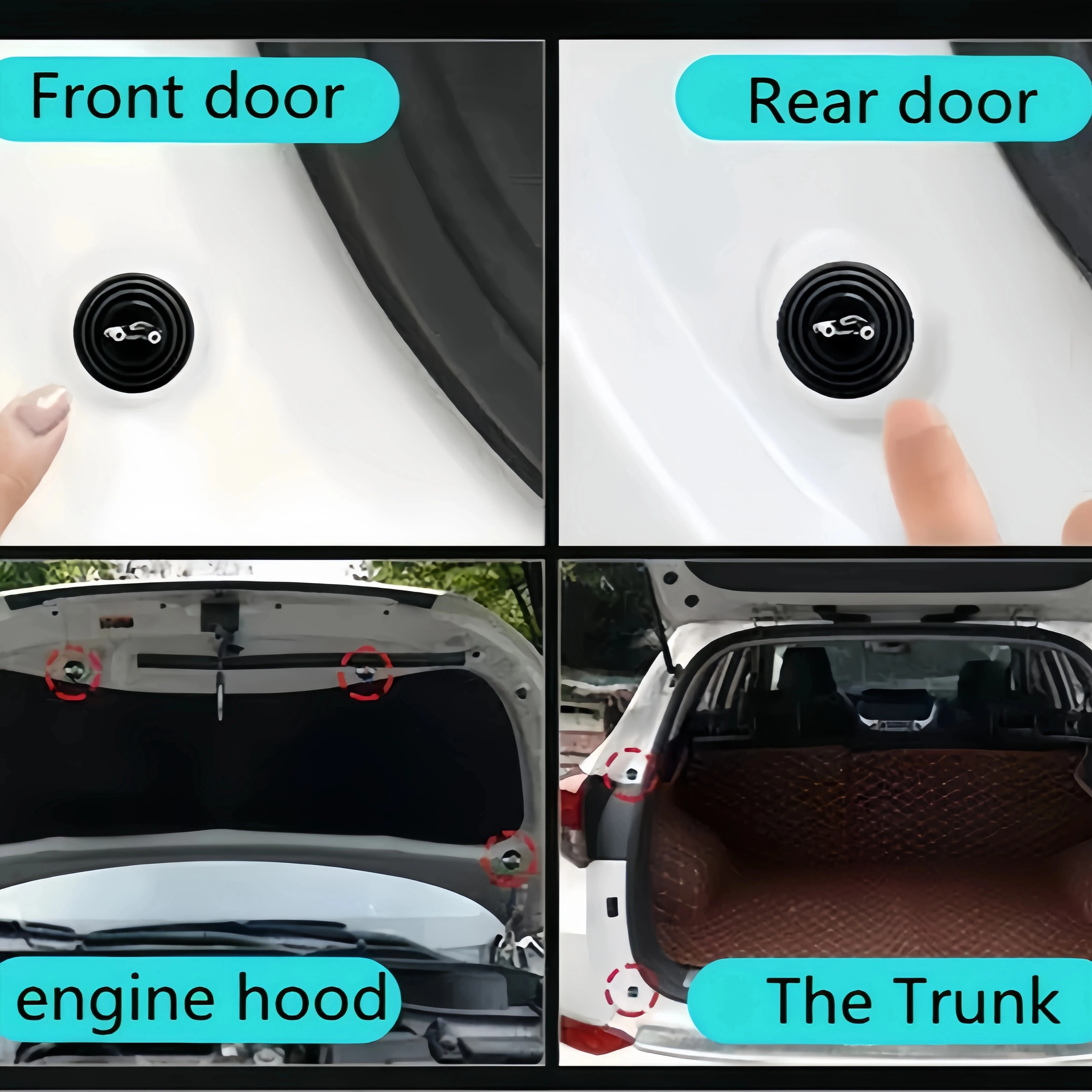 Universal Car Door Anti‑Noise Buffer Pads Rubber Shock Absorber Stoppers For Door Trunk Tailgate Anti‑Rattle Damping Cushion - view 6