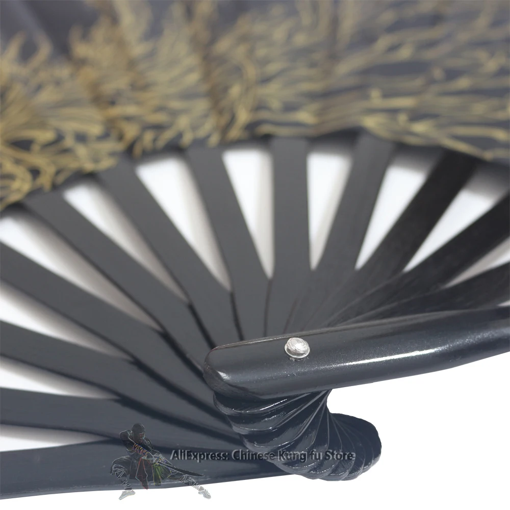 Black Bamboo Chinese Tai Chi Fans Kung fu Martial arts Training Fan Phoenix High Quality