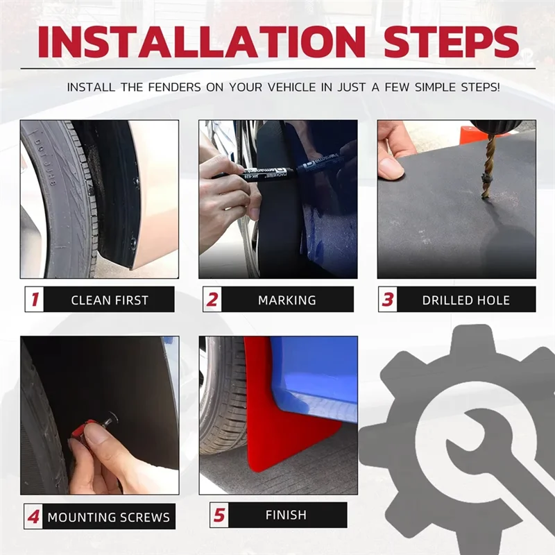 

4PCS Universal Red Car Splash Guard For Car Pickup SUV Mudflaps Mud Flaps Mudguard Car Splash Guard Mud Flaps