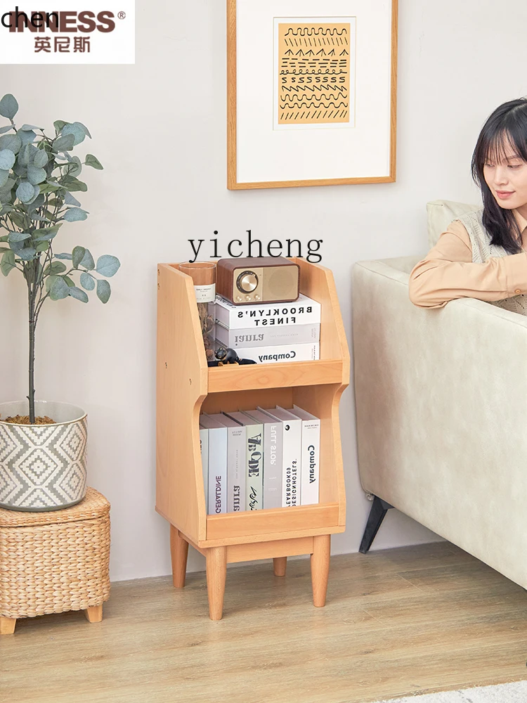 YFY  Wooden Shelf Simple Modern Bookshelf Simple Flower Stand Foyer Magazine Shelf