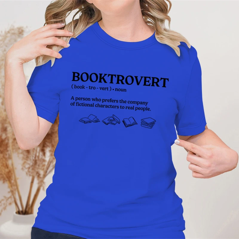 Booktrovert Pattern T-shirt 90s Funny Reading Lovers Women Clothing Summer Fashion Librarian Top Tees Women Book Worm Tshirt