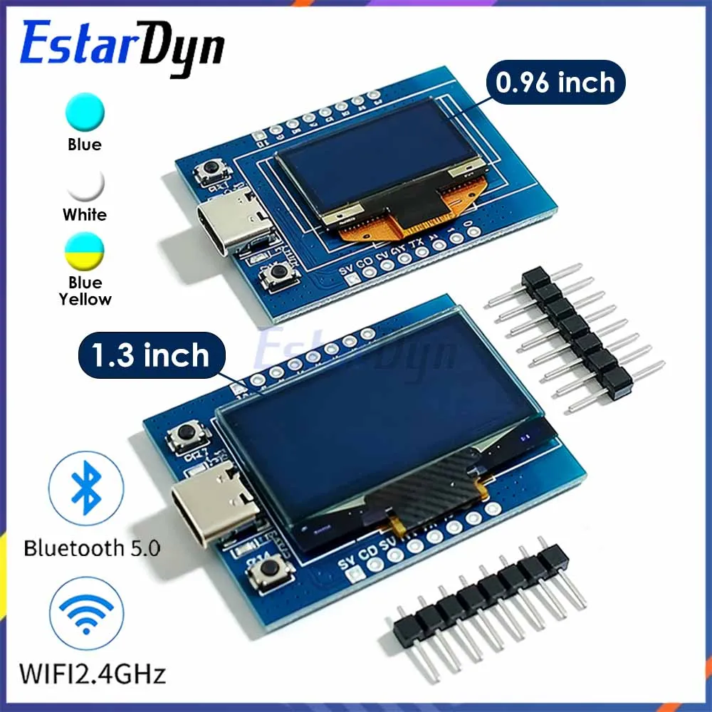 ESP32-C3 Development Board with 0.96 Inch / 1.3 inch OLED Display, WiFi Bluetooth IoT Module Ceramic Antenna