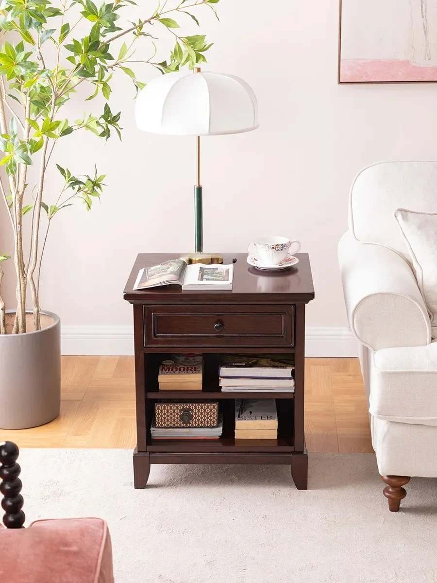 A15 American Country Sofa Side Table Solid Wood Retro Corner Table Balcony Square Table Household Square