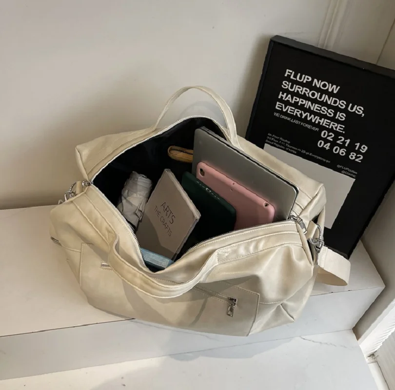 New Men Women's Fashion Business Soft Leather Travel Duffle Totes Large Capacity Shoulder Bags Sports Fitness Bag Handbag