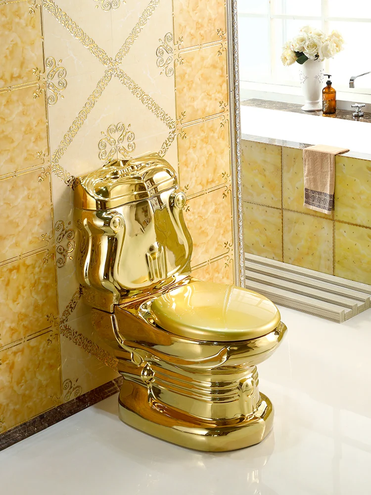 

European-style palace gold luxury retro hotel color split creative toilet