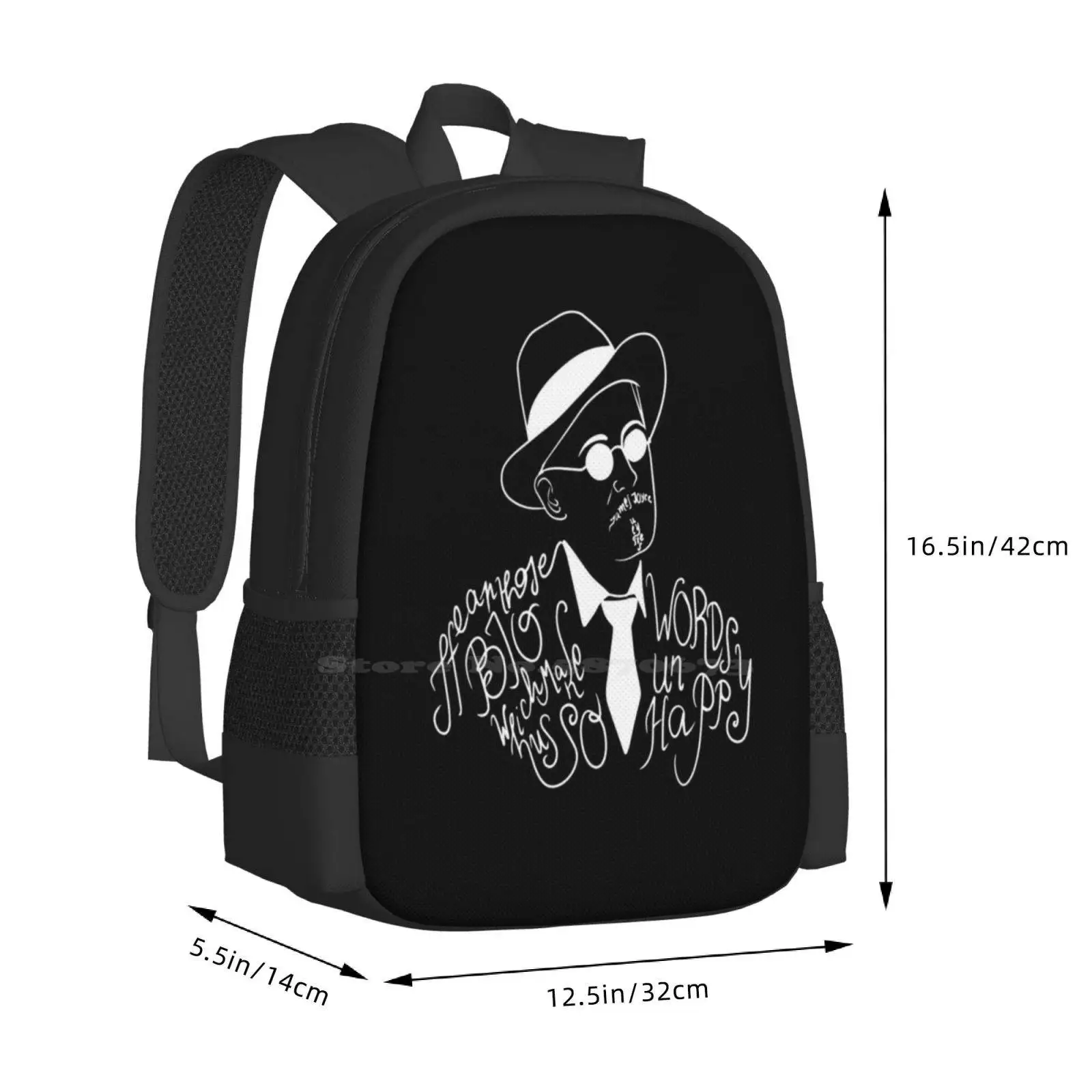 Mochila con bolsa de palabras grandes para hombres, mujeres, niñas, adolescentes, Ulysses, James, Joyce, Stephen, Daedalus, palabras grandes, literatura, novela modernista