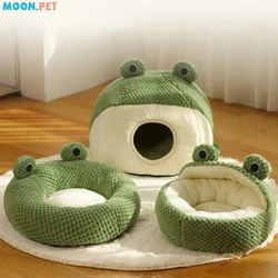 Pet Cat And Dog Bed Plush Round Cartoon Frog Mat Winter Warm Deep Sleep Comfort Soft Breathable Cat Dog House Pet Supplies