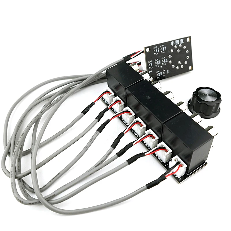 BAHOD 6-Way Dual-Channel Audio Signal Switcher Knob Switch Board With Sealed RCA Lotus Seat Shielded Wire