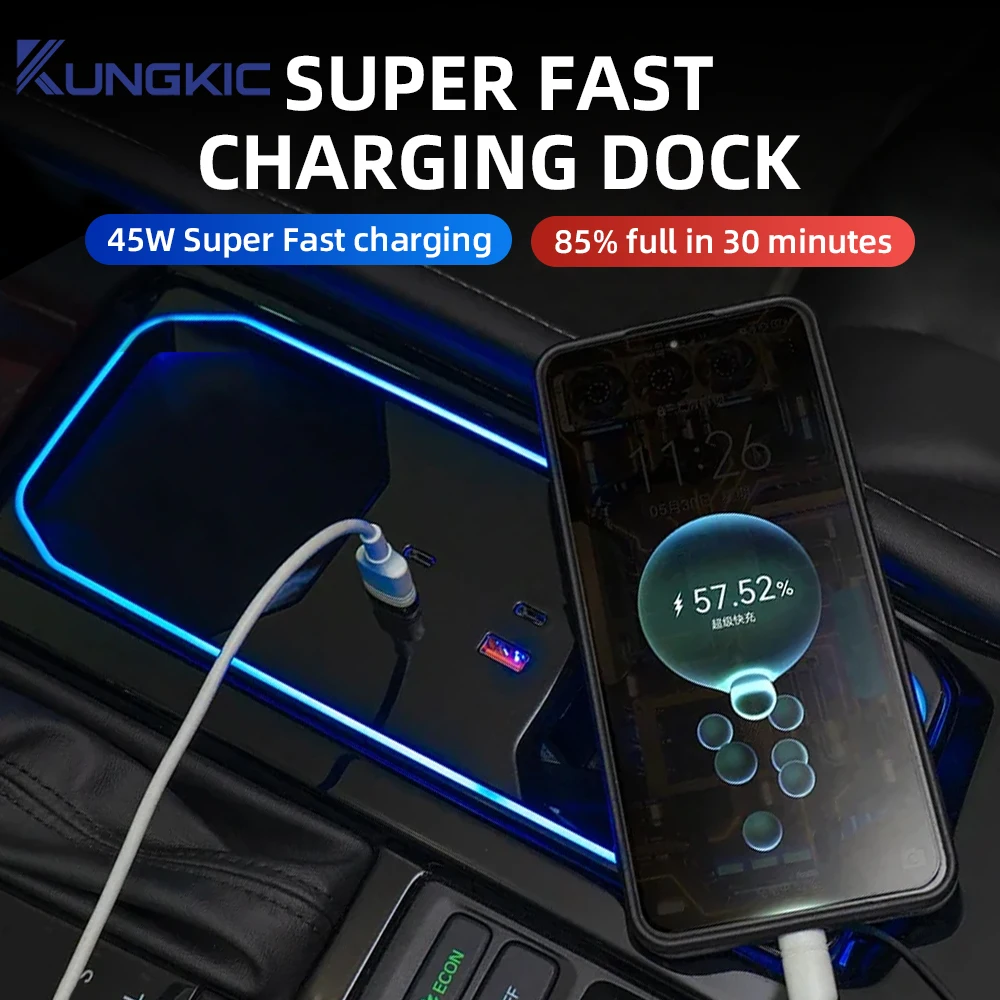 Para honda accord 11th gen 2023 2024 2025 docking station 45w carregador rápido usb shunt hub divisor de energia tipo-c carregador