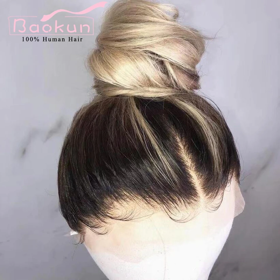 Ombre grün 13x4 gerade Spitze Front Perücken menschliches Haar transparent 13x6 HD Spitze Frontal Perücke blonde Spitze vorne menschliches Haar Perücke