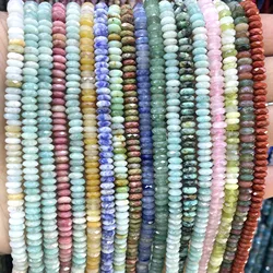 2X5MM Faceted Natural Stone Flat Rondelle Amazonite Agates Quartz Spacer Beads For Jewelry Making Diy Bracelet Accessories