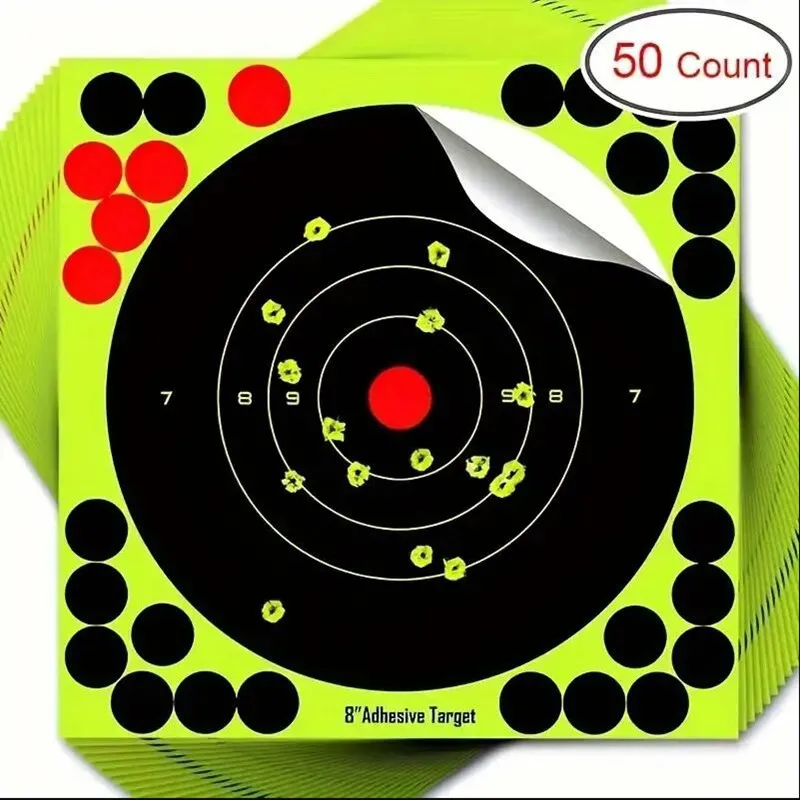 50pcs 8inch Self-Stick Gun Shooting Target Stickers for Precision Darts Training Shooting Practice Tactical Gear Hunting Practic