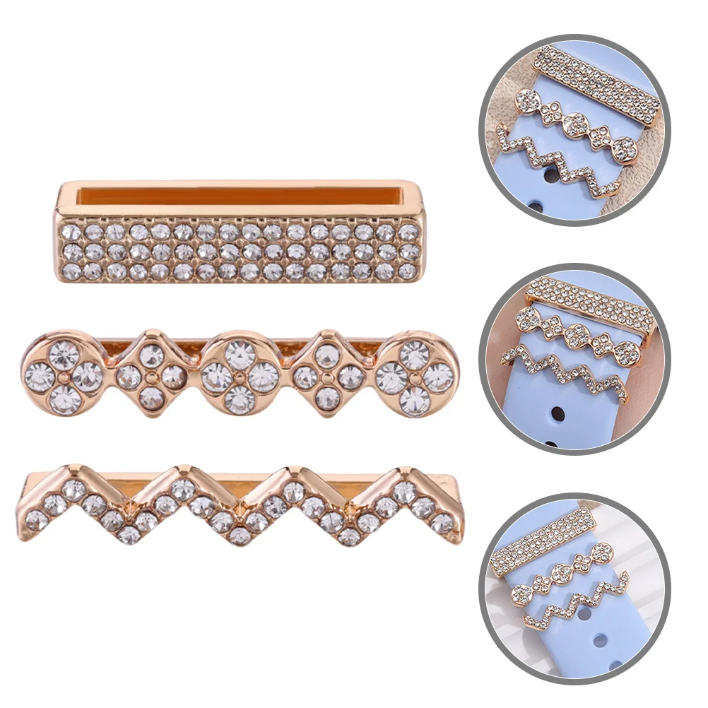 

3 Pcs Strap Buckle Decoration Watch Charms Women Ornament Bling Alloy Watchband Decorative Ring for Miss Loop