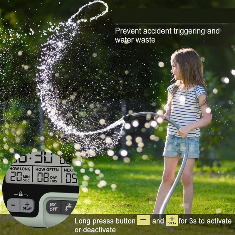 ABLL-Temporizador de aspersor Digital, temporizador de agua programable para manguera de jardín, Control de riego automático y Manual para patio, césped