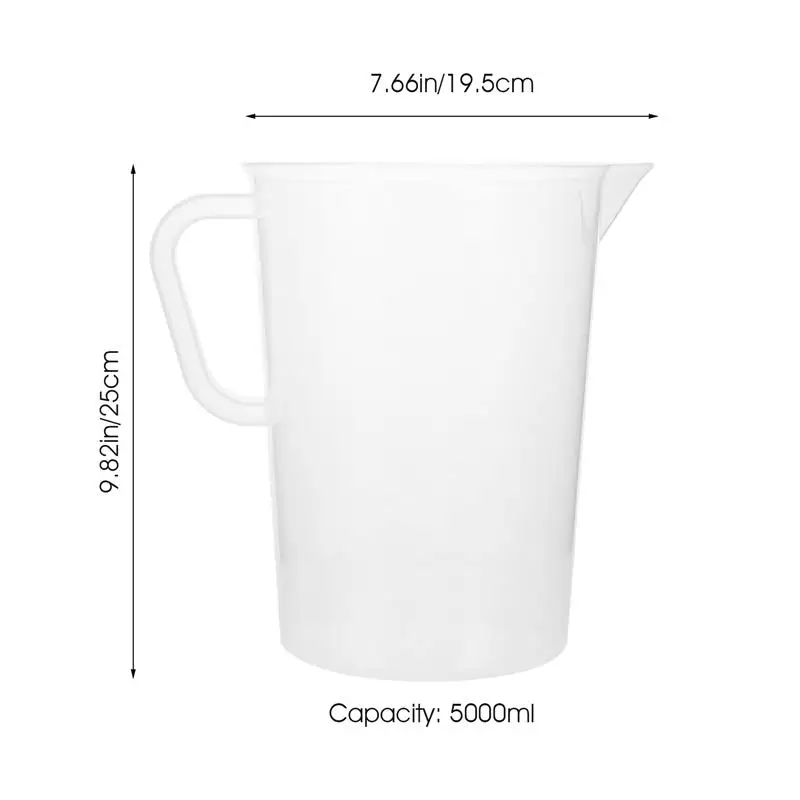 5000ml Measuring Cup Tools Mini Plastic Containers Iced Tea Home Graduated Cups Practical Jug Espresso Shots Hydroponics Liquid