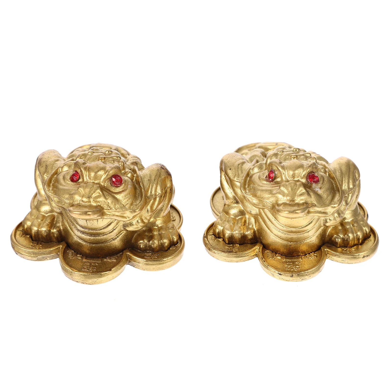 

2 Pcs Golden Toad Statue Feng Shui Money Frog Decor Retro Brass Craft Figurine Wealth Frogs Sculpture Mini Model Desk nament