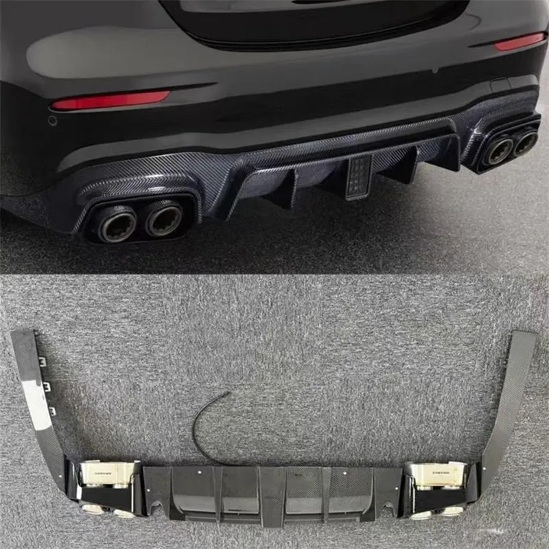 

For Mercedes-Benz E Class W213 E63S 2018-2024 ReaI Carbon Fiber Bumper Rear Diffuser Exhaust port Spoiler Kit