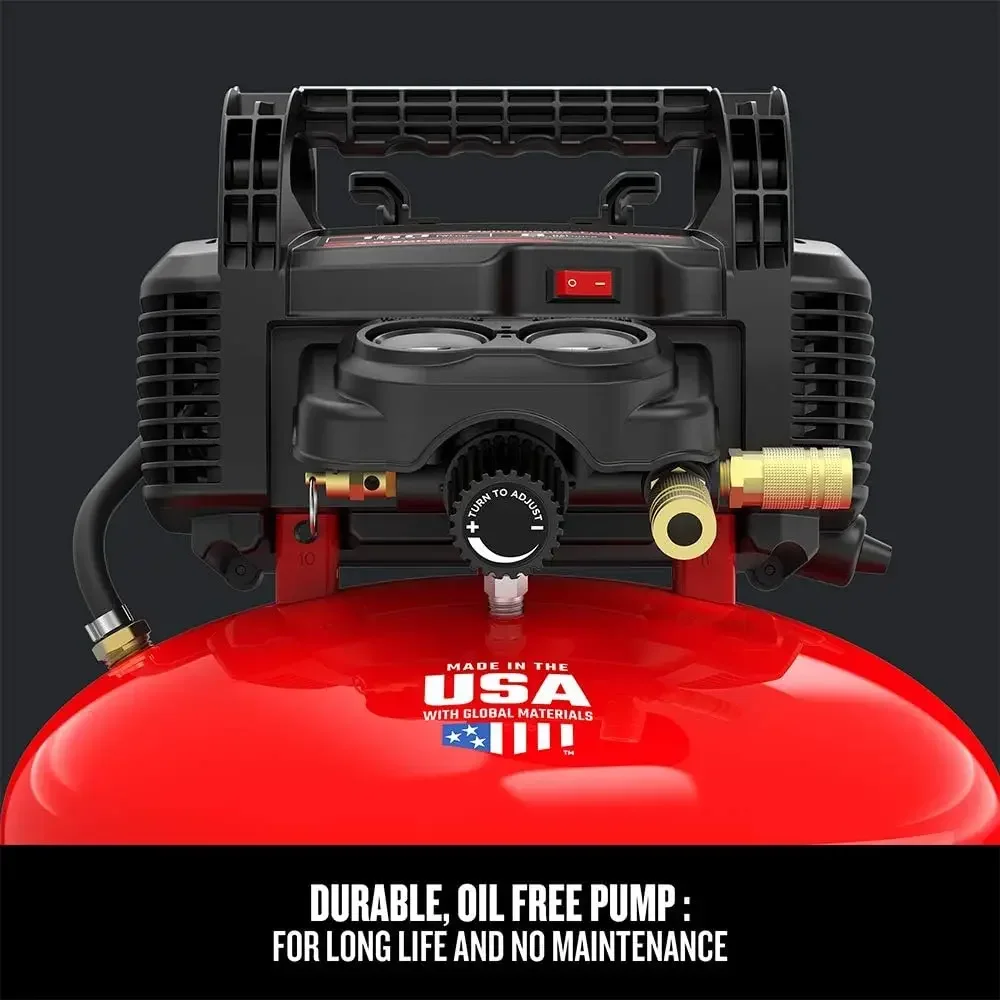 Air Compressor 6 Gallon Pancake Oil-Free with 13 Piece Accessory Kit