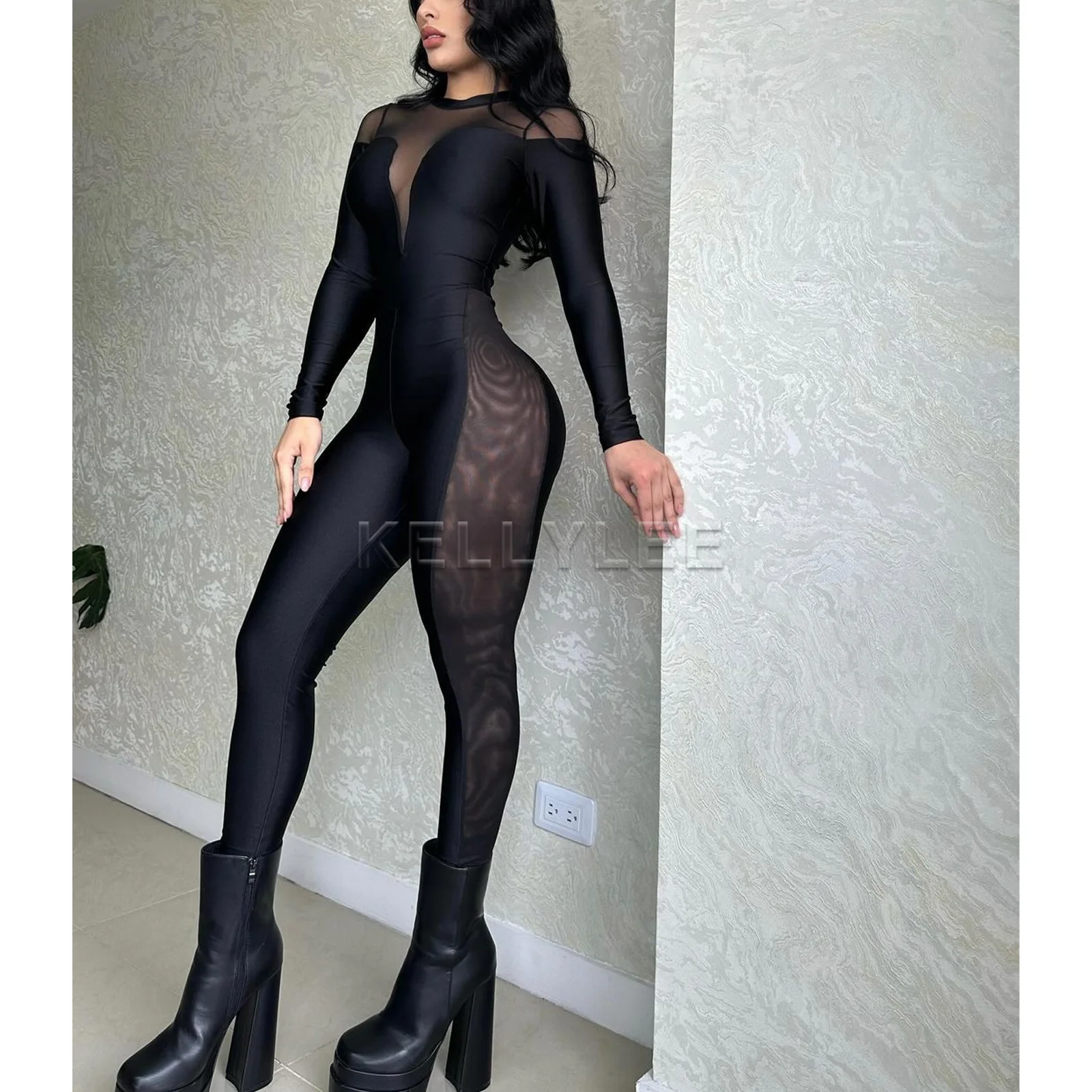 

Облегающий комбинезон с длинными рукавами, цельный бесшовный черный сексуальный комбинезон для фитнеса, женские леггинсы и топ, комплект для фитнеса и йоги