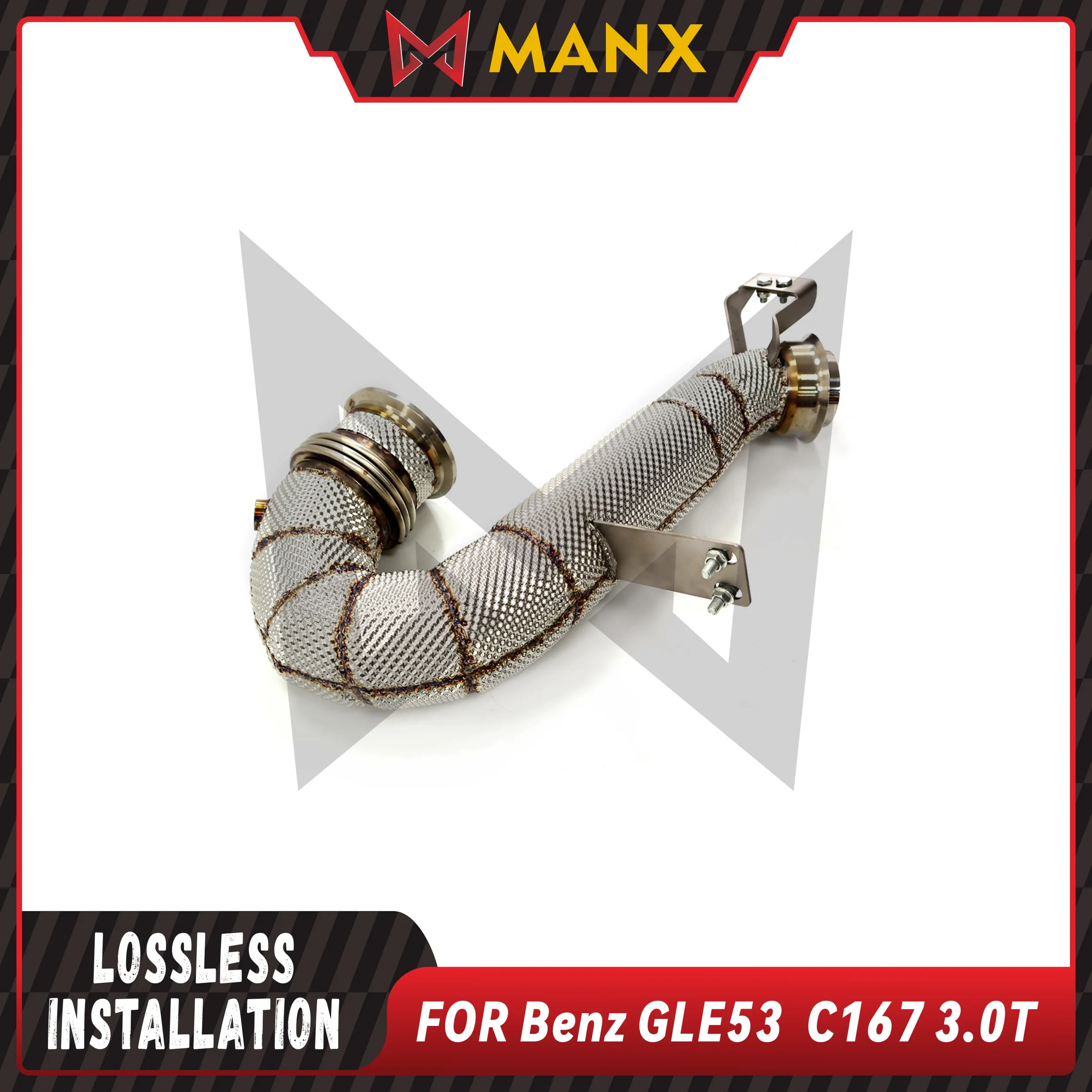 

MANX Downpipe Suitable for Benz GLE53 C167 3.0T Stainless steel Car Exhaust System with Heat shield Lossless installatio