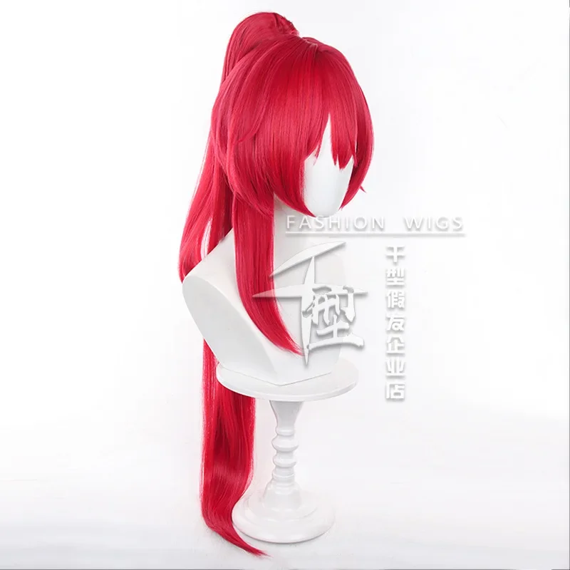 Perruque de Cosplay Yinlin, Rouge Foncé, Cheveux Longs, Synthétique, Degré de Chaleur, 85 cm