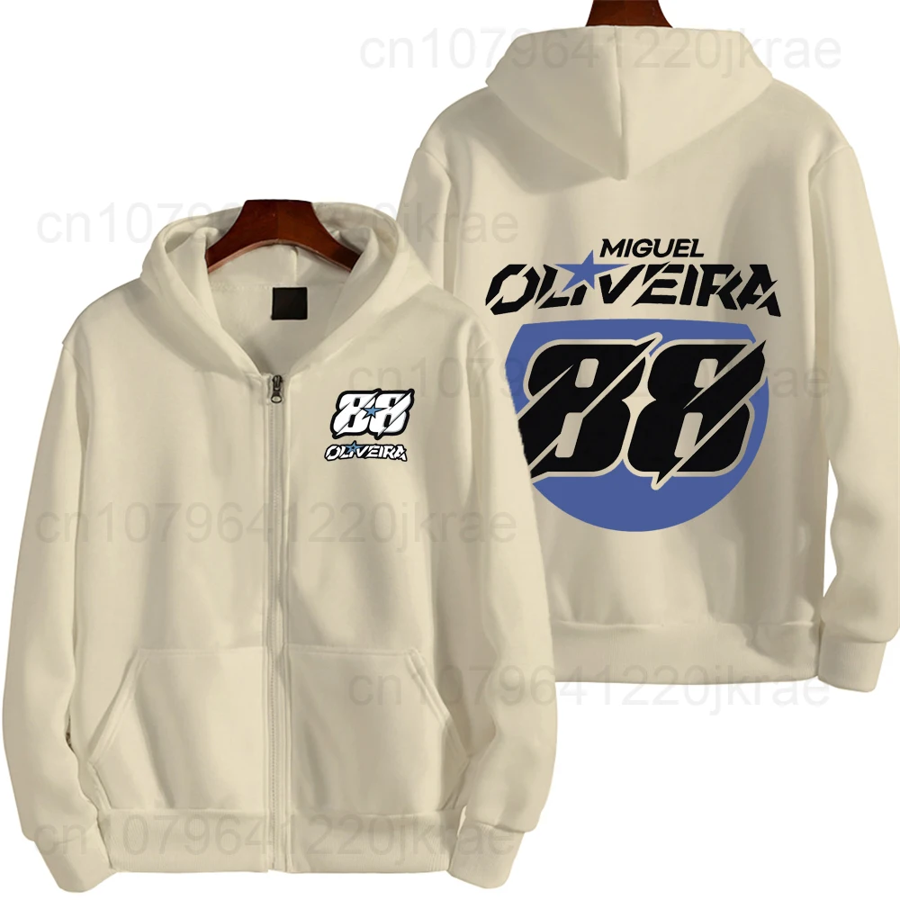 Miguel Oliveira 88 Logo Racing Motorcycle Team Men Zip Up Hoodie Spring Autumn Male Sweatshirt New Sport Women Jacket Coats