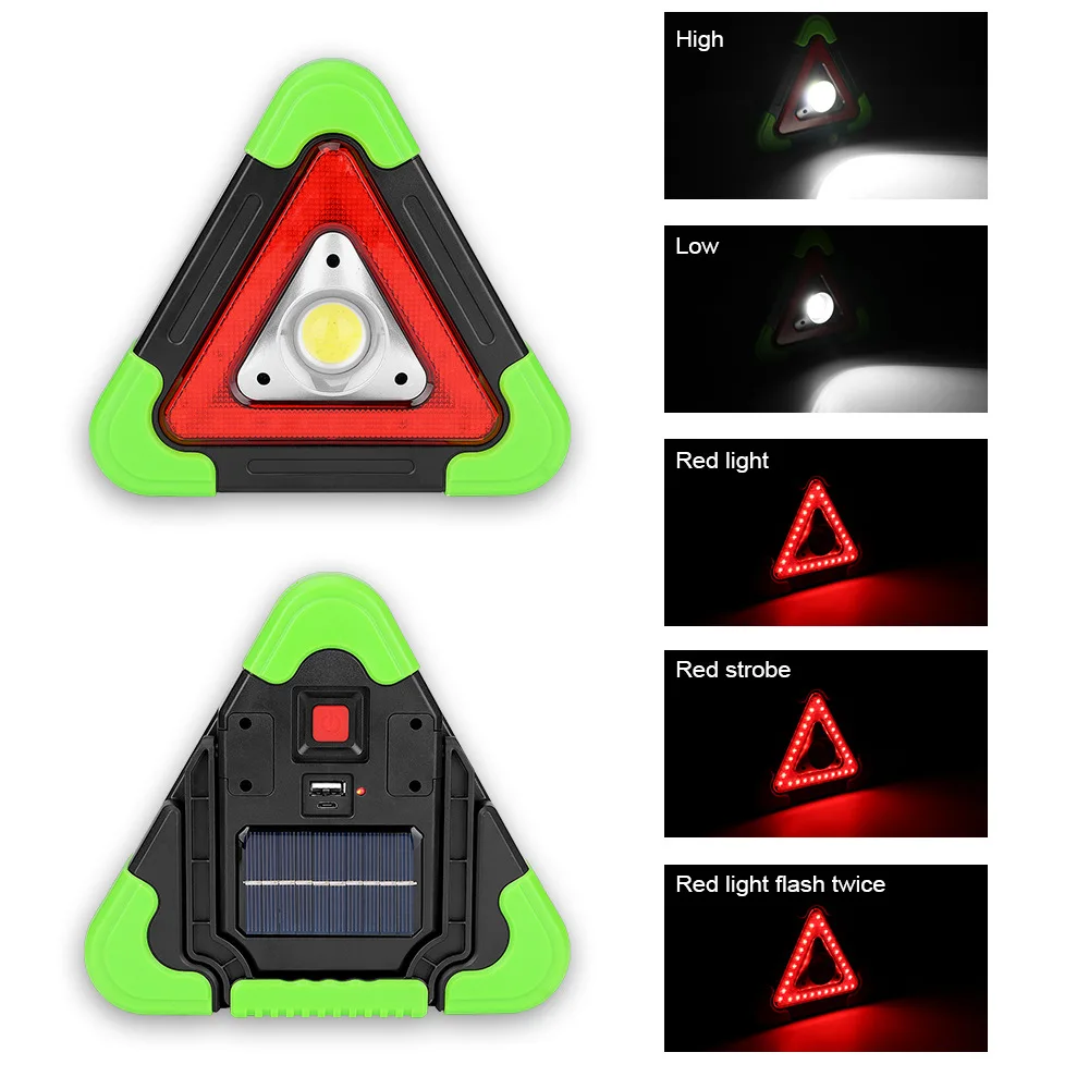 Luz de advertencia Triangular de emergencia Solar, lámpara de alarma de avería de seguridad, Camping, pesca, lámparas de trabajo portátiles de mano, linterna de señal