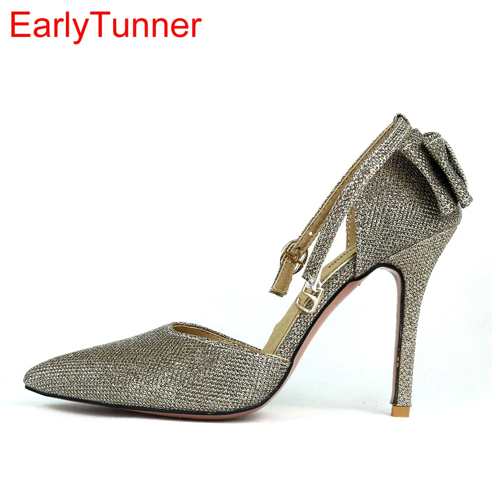 Brand New Hot Sexy Black Gold Silver Women Sandals High Stiletto Heel Lady Sparkly Party Shoes EMS25 Plus Big Size 12 31 47