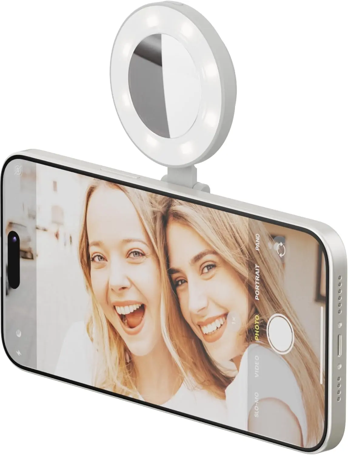

SnapPocket Light - LED Selfie Ring Light with Four Brightness Settings and Built in Battery - Magnetic Mount Snaps on to