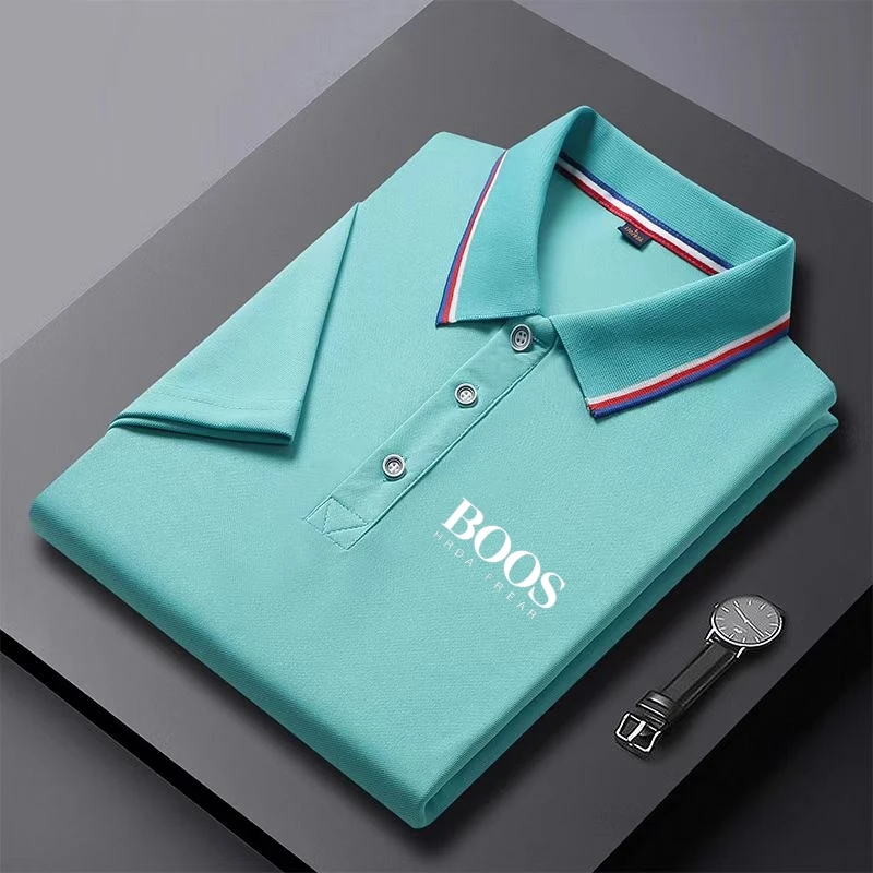 New Men'S Casual Fashion Comfortable Polo Shirt Solid Color Short Sleeve Polo Shirt Casual Fashion Collar Top image 5