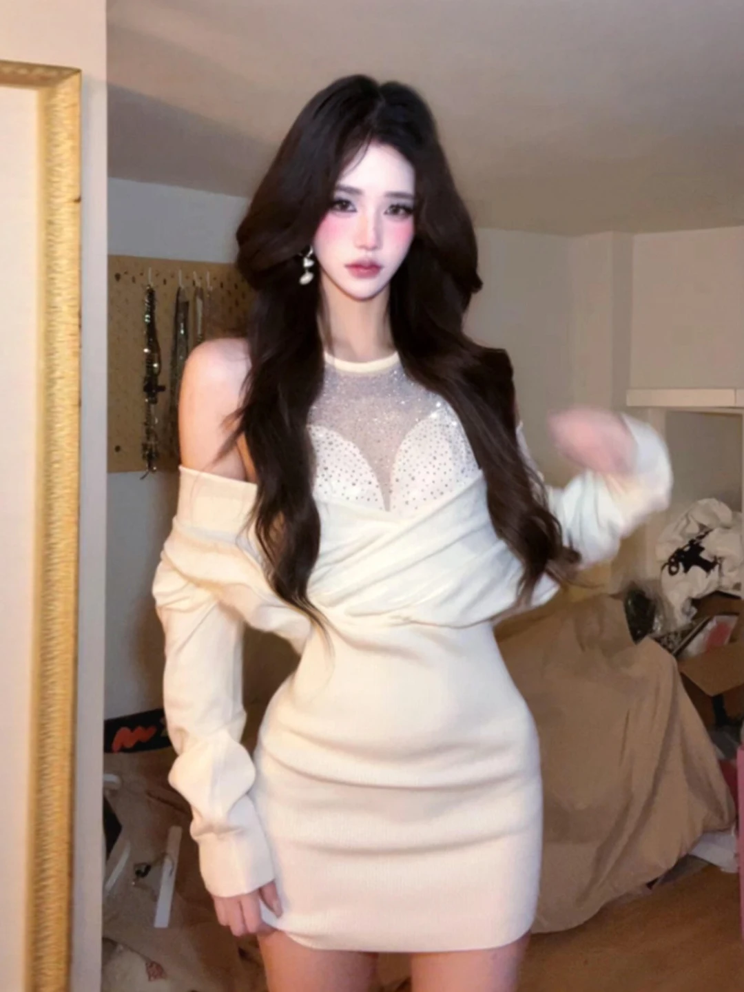 

Уникальный вязаный комплект Dr Set Pure Desire: облегающая юбка с внутренними бретелями и утягивающим поясом, коллекция Spring, стиль Ci Commute Street Sle