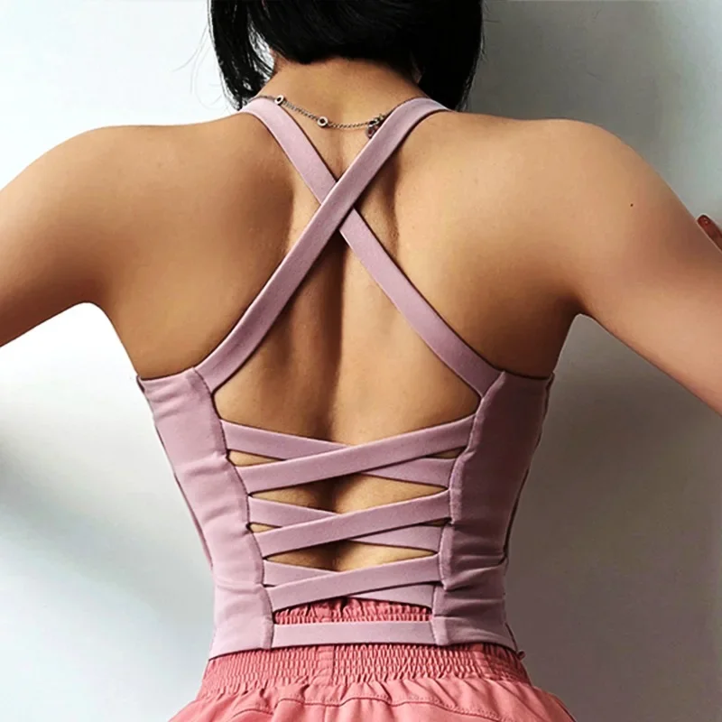 

Cloud Hide Sexy Back Shirt Fitness Sports Bra Gym Workout Yoga Crop Top Home Exercise Underwear Bike Cycling Running Sportswear