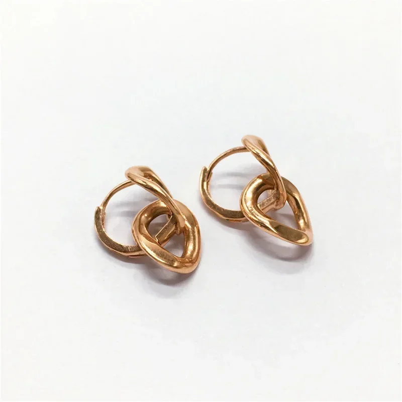 585 Purple Gold Earrings Plated 14K Rose Gold Premium Thick Chain Fashion Earrings for Women Attending Party Banquet Jewelry