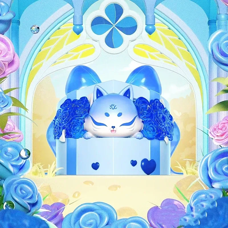 Genuine Ancient Nine Fox Rose Fairy Elevator Blind Box Handmade Nine Tailed Fox Decoration Girl Collection  Gift Cute Fox Toys
