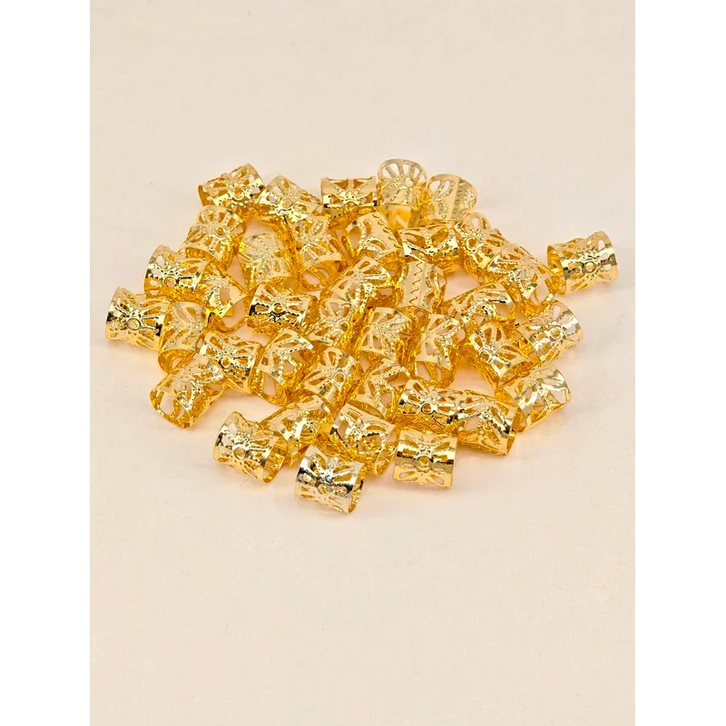 "Gold Plated Dreadlock Charms: 40-Piece Adjustable Hair Cuffs & Braid Rings for Goddess Locs & Twists" image 3
