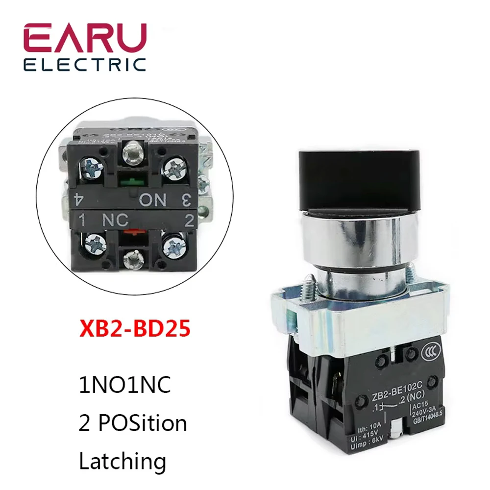 XB2-BD25 XB2-BD53 1NO/1NC 2NO 2/3 Position Momentary Self-reset Latching Self-locking Selector Rotary Switch Push Button Switch