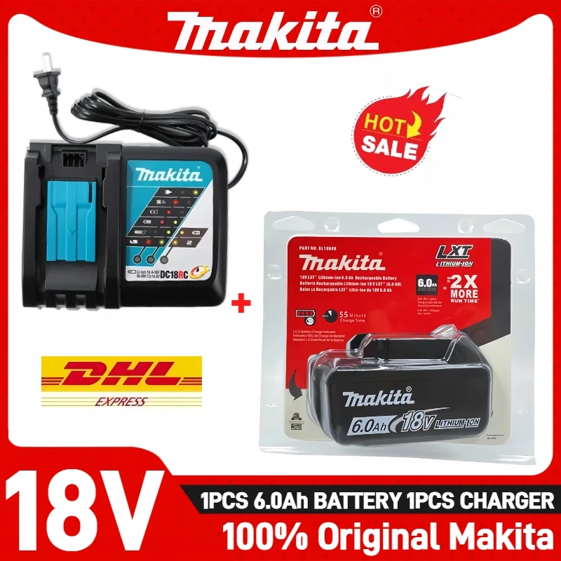 

Makita 18V battery, rechargeable 18V 6.0Ah lithium battery, Makita 18V BL1840, BL1830B, BL1850B original Makita tool battery