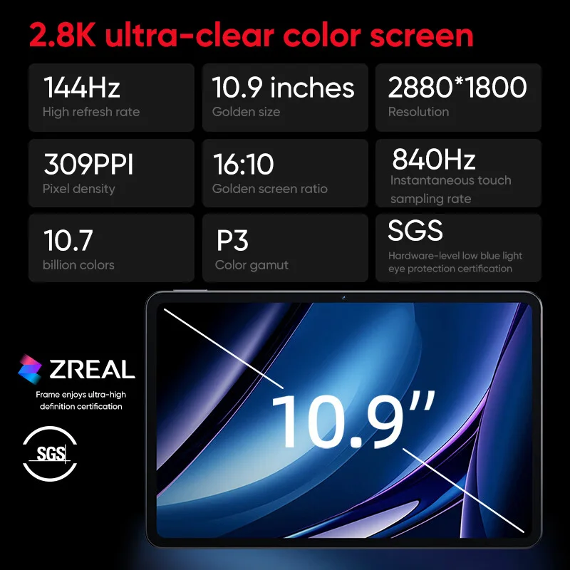 New Nubia Pad Pro WIFI tablets android 2025 Snapdragon 8 Gen3 2.8K 144Hz Display 10100mAh Battery 66W Fast Charger Bluetooth 5.3