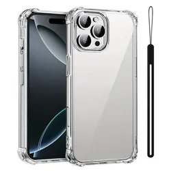 Ultra Thin Silicone Case For iPhone 16 Plus 15 14 13 12 Mini 11 Pro XS Max XR X Transparent Soft Back Cover With Lanyard Cord