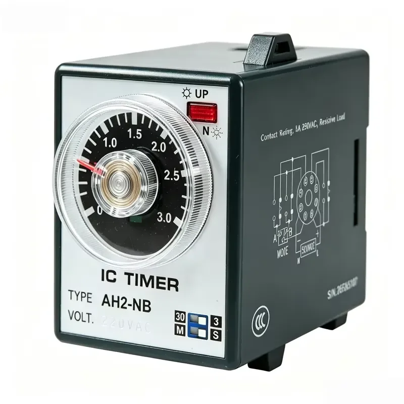 AH2-NB Multi-Range Timer Relay Knob Adjustment 8-Pin Socket Time Delay Relay for Industrial Automation Equipment Control