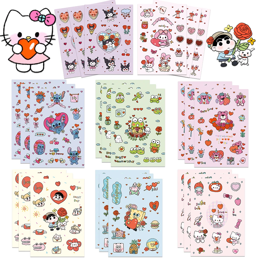 

8/16Sheets Kawaii Sanrio Kuromi My Melody Stitch Waterproof Stickers Phone Skateboard Guitar Suitcase Graffiti Decal Kids Toys