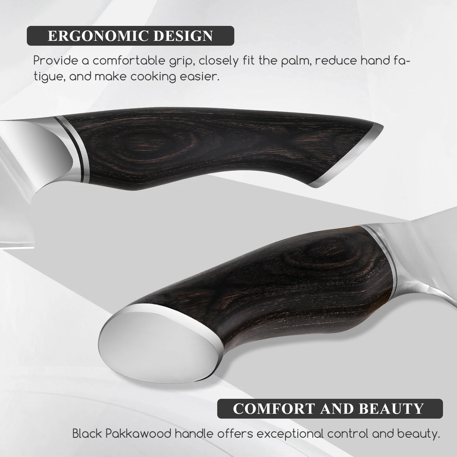 سكين الشيف شانغداو 8 بوصة، سكين المطبخ الياباني الاحترافي - 3 طبقات من سبائك الصلب VG10، مقبض باكاوود، صندوق هدايا - سلسلة HUO #3