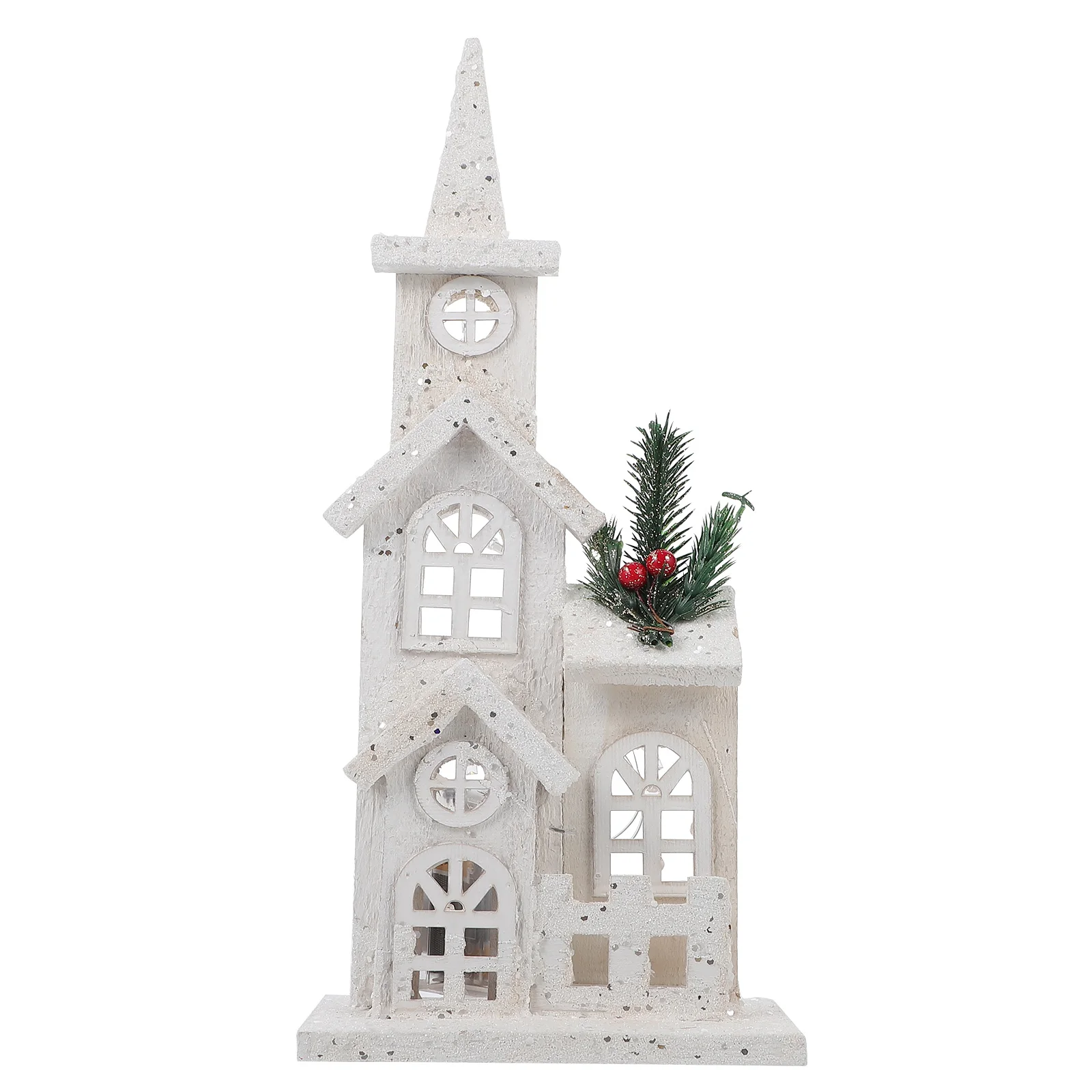 

1Pc Decorative House Craft Christmas Home Adornment Wooden House Ornament Desktop Mini Small Wooden Santa Snowman Ornament