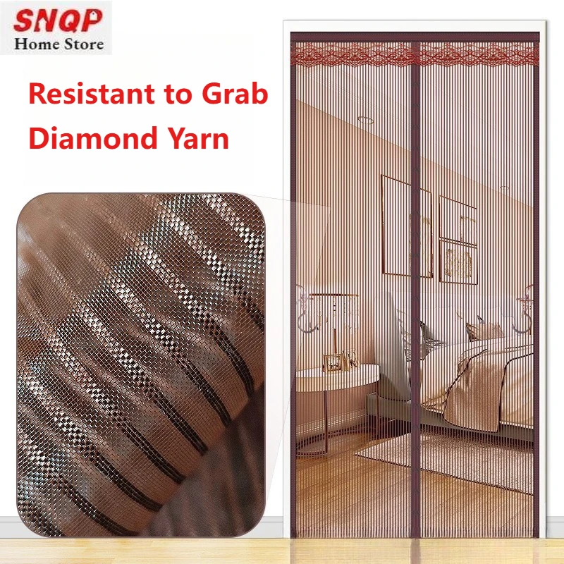 

Custom Size Summer Mosquito-proof Velcro Without Punching Magnetic Curtains for Living Room Bedroom Dining Modern Door Curtain