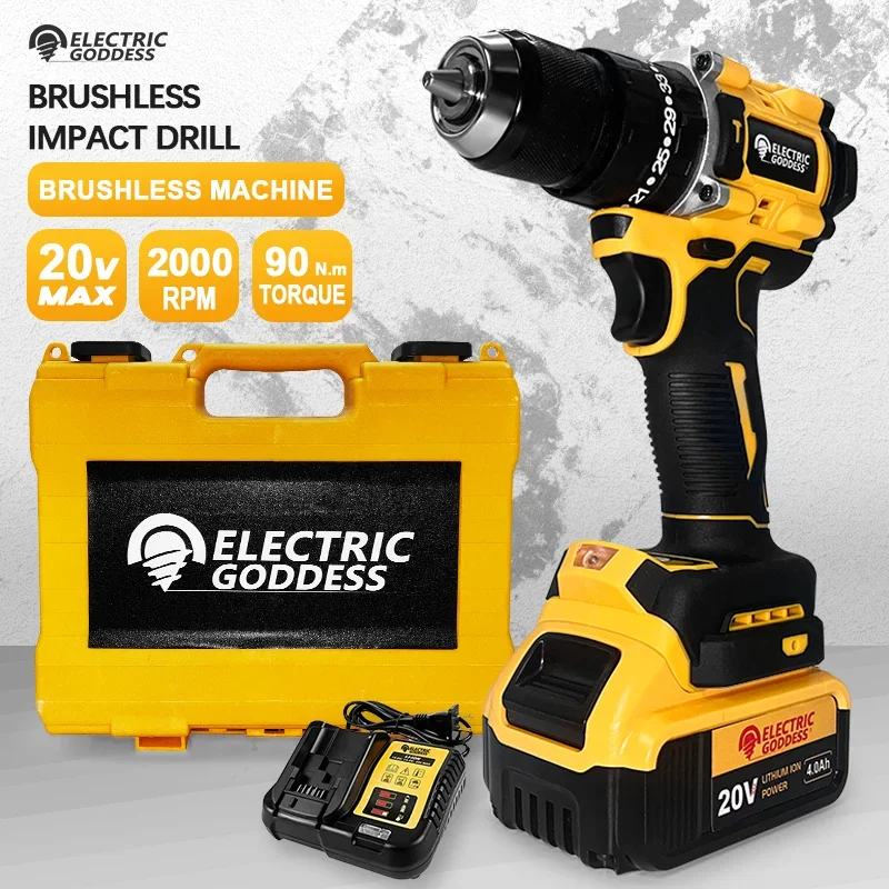 

EGOD Brushless Electric Impact Drill DCD800 3 Gears 13mm Cordless Efficient Electric Screwdriver Fit Dewalt 20V Battery