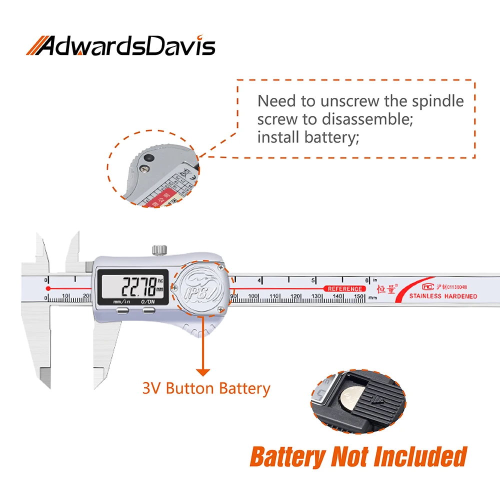 IP67 Industrial Grade Deep Waterproof Oil-Proof Digital Caliper 150 200 300mm Electronic Digital Display Stainless Steel Caliper