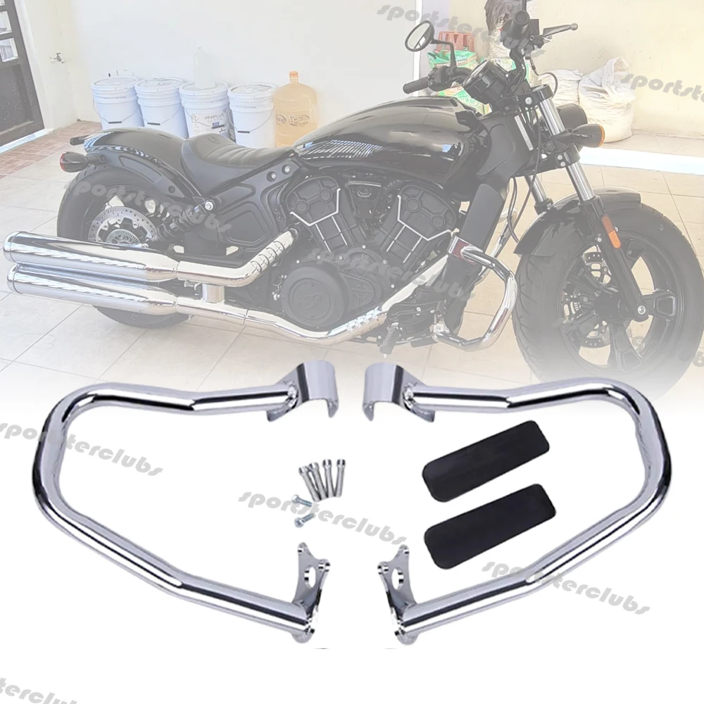 1.25‘’ Black Chrome Engine Guard Crash Bar Highway Bar For Indian Scout Sixty Bobber 2015-2023 2016 2017 2018 2019 2020 2021 22