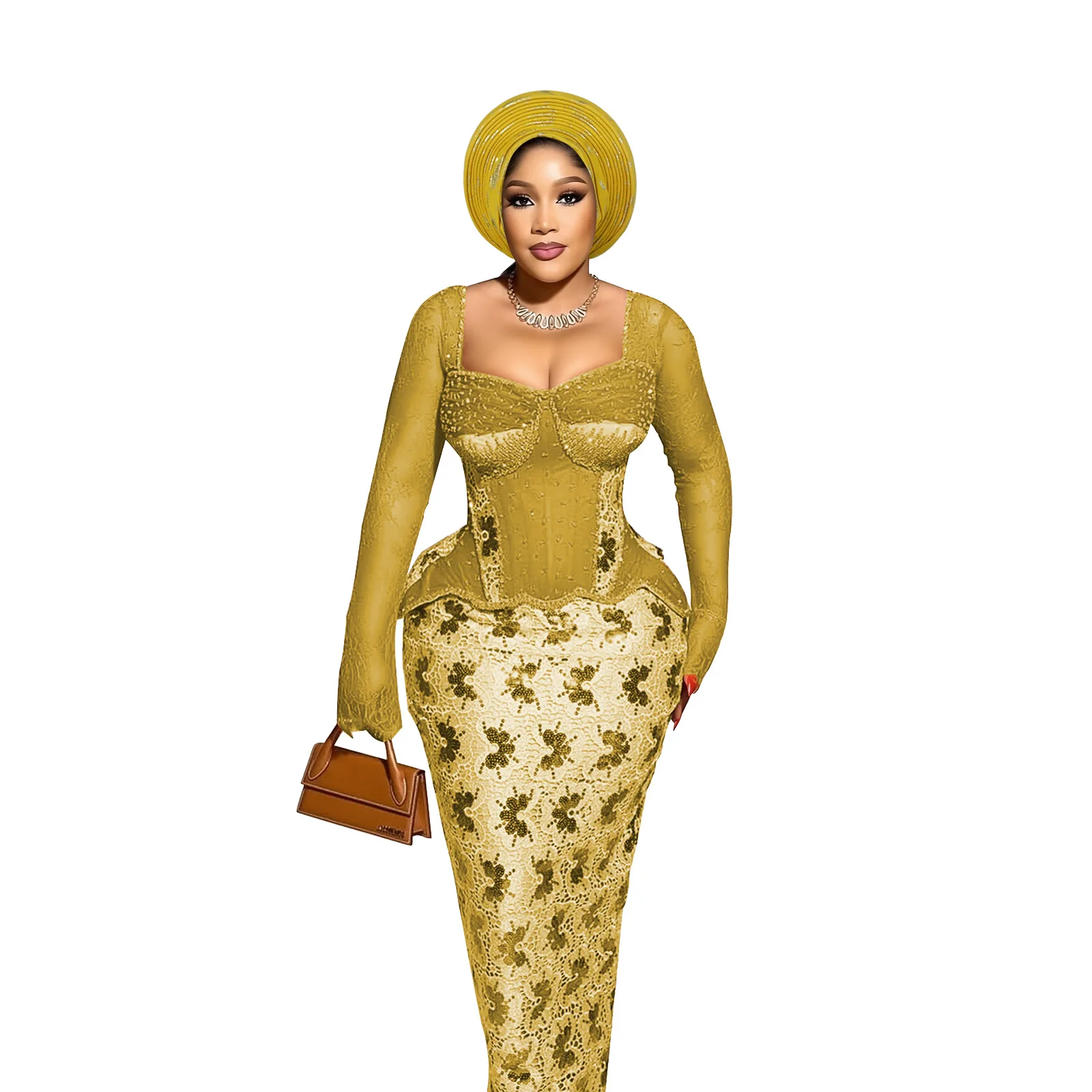 

New Feather Nigerian Wedding Layered African Bandana Hat Women Party Turban Headtie Auto Gele Muslim Hijab Turban Cap Head Wraps